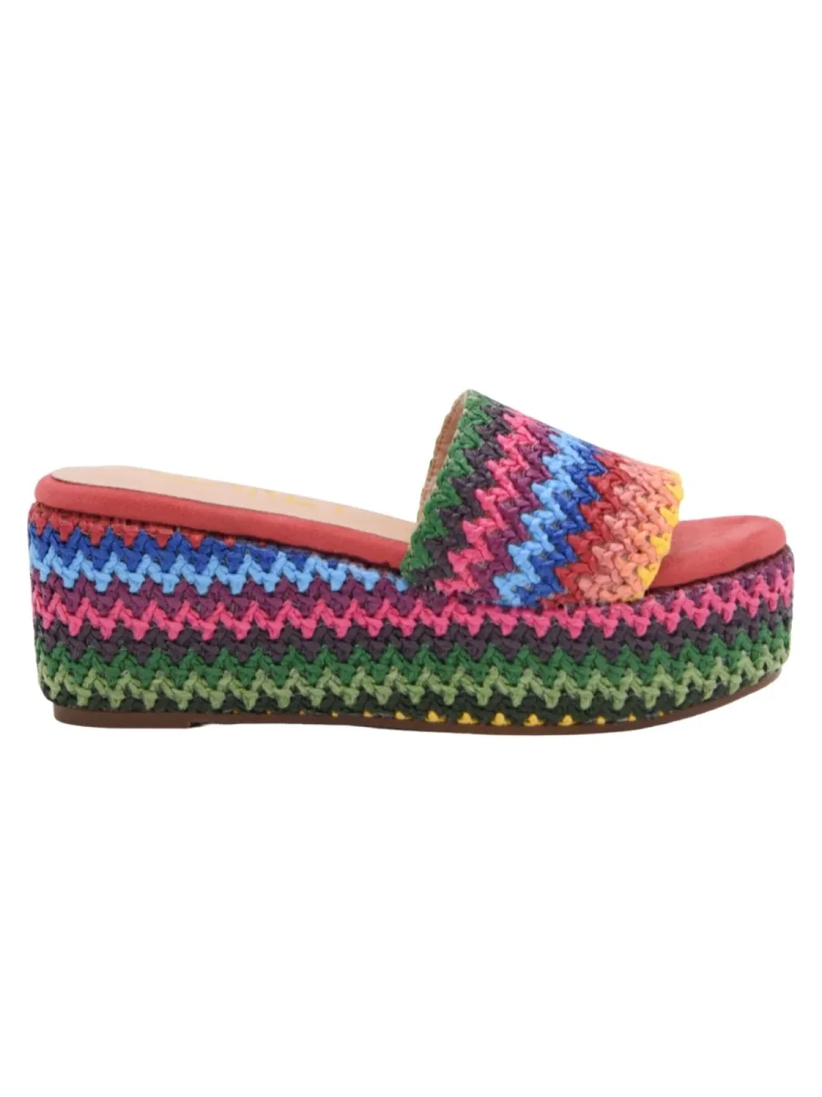 Cuñas tejidas color coral multicolor - Imagen 4