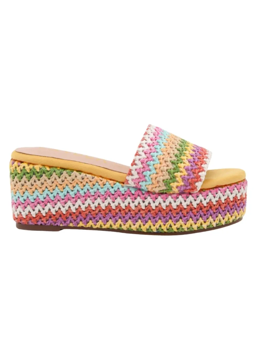 Cuñas tejidas amarillas multicolor - Imagen 4