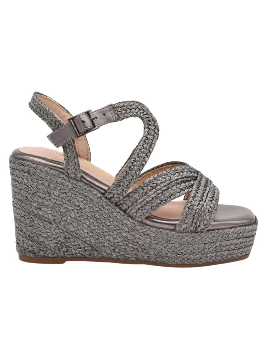 Cuñas de yute gris con tiras cruzadas y plataforma - Imagen 4