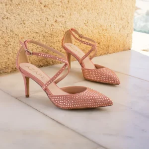 Zapato rosa con strass y tiras