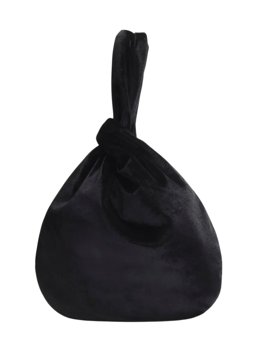 BOLSO DE MANO NEGRO TERCIOPELO CON NUDO - Imagen 4