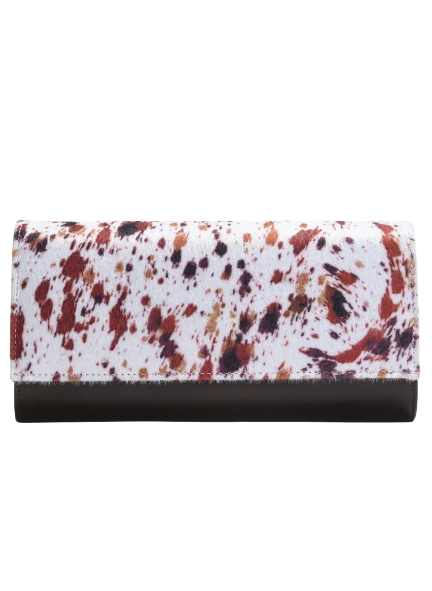BOLSO CLUTCH BLANCO VACA CON CADENA DORADA - Imagen 4