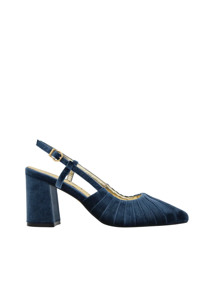 ZAPATO DE TERCIOPELO DESTALONADO AZUL - Imagen 4