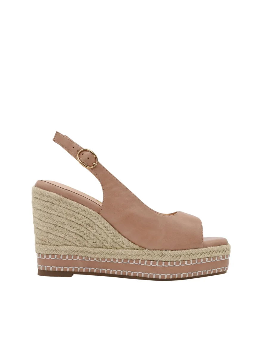 Sandalias de cuña yute color taupe - Imagen 4
