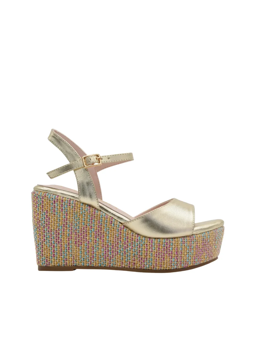 SANDALIA CUÑA ORO METALIZADO MULTICOLOR - Imagen 4