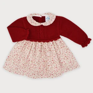 Vestido de Punto y Liberty Granate