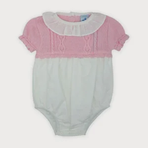Ranita Punto Cuello Volante Rosa y Blanco