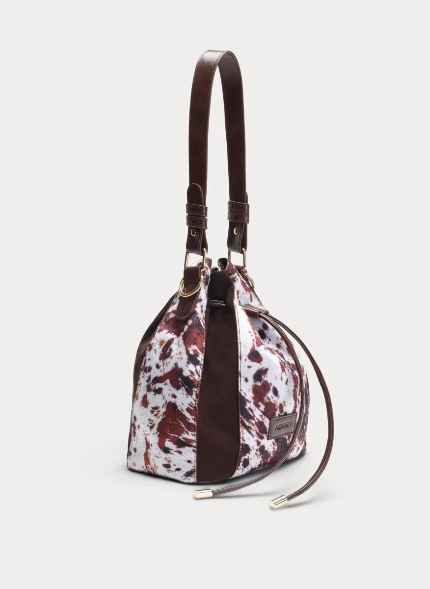 BOLSO BOMBONERA MARRÓN ESTAMPADO ANIMAL - Imagen 3
