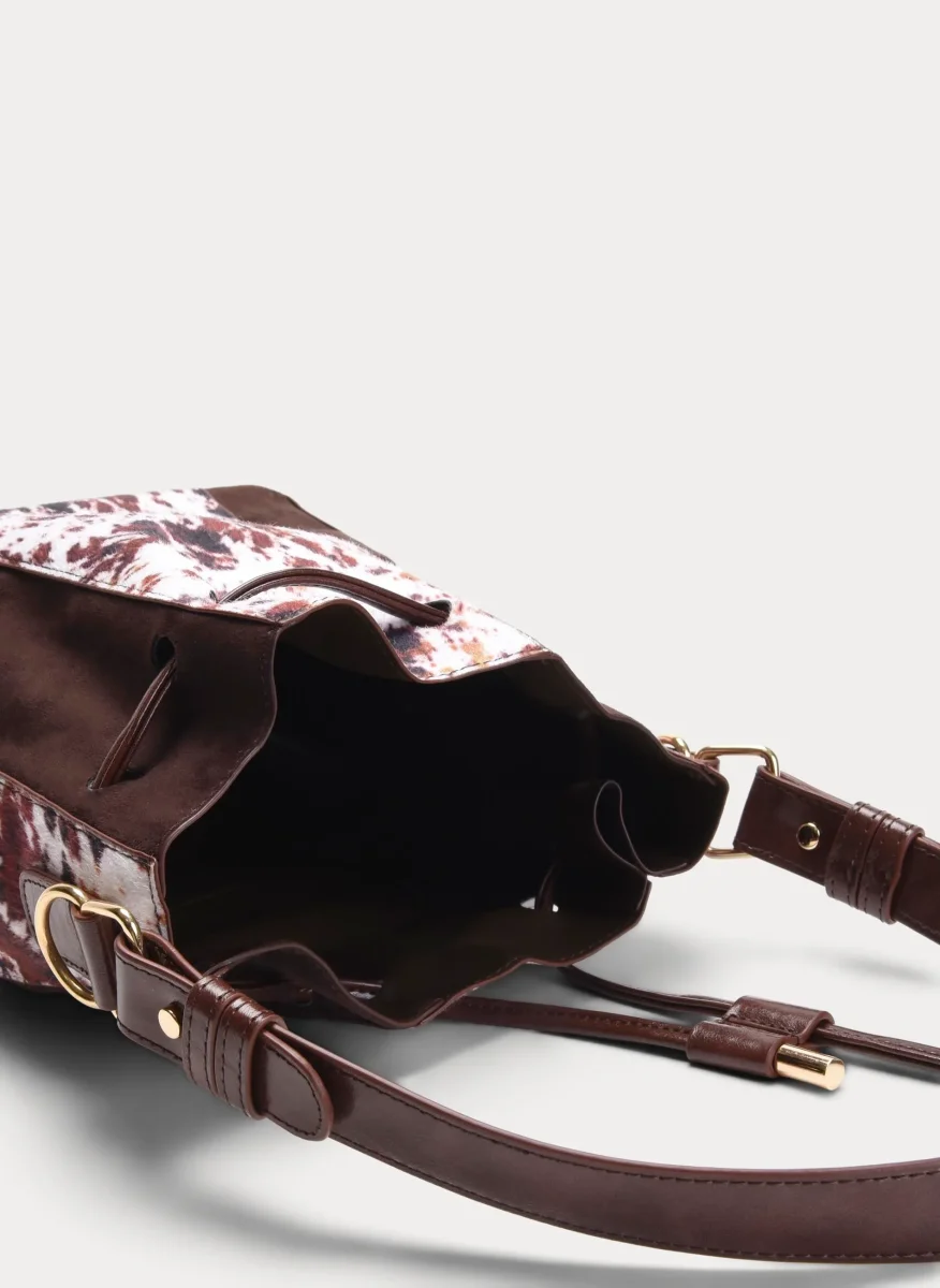 BOLSO BOMBONERA MARRÓN ESTAMPADO ANIMAL - Imagen 5