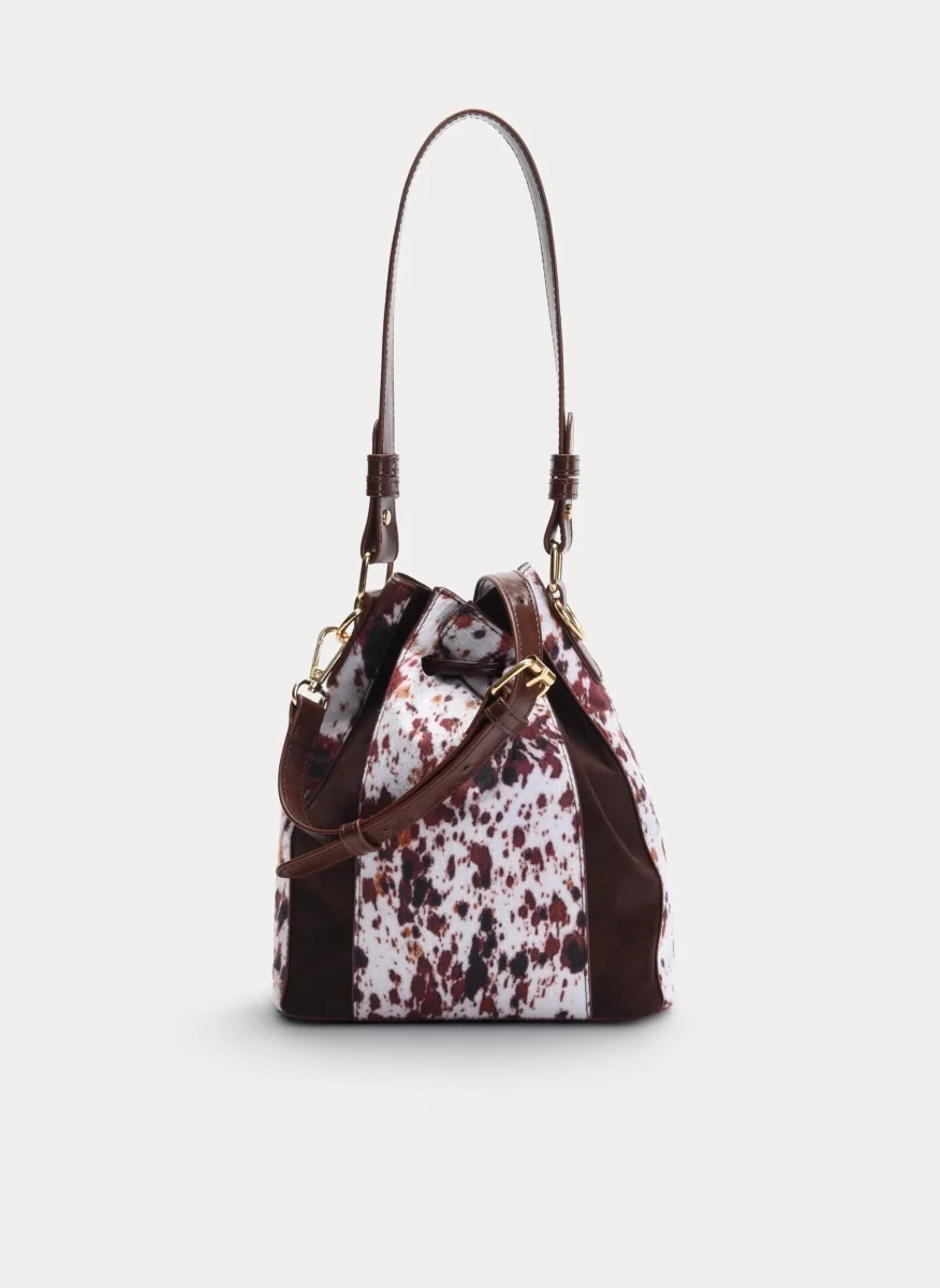 BOLSO BOMBONERA MARRÓN ESTAMPADO ANIMAL - Imagen 6