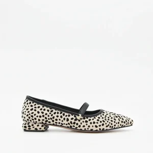 Bailarinas Beige Estampadas con Tira Negra