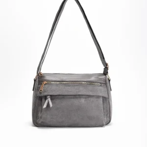 Bolso bandolera gris mujer