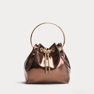 BOLSO BOMBONERA BRONCE METALIZADO MINI CON ASA ARO