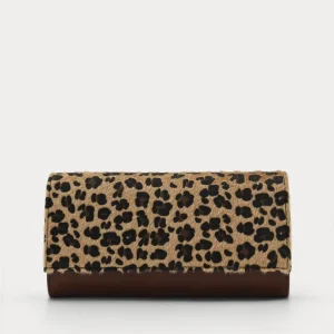 BOLSO CLUTCH FIESTA MARRÓN LEOPARDO CADENA DORADA