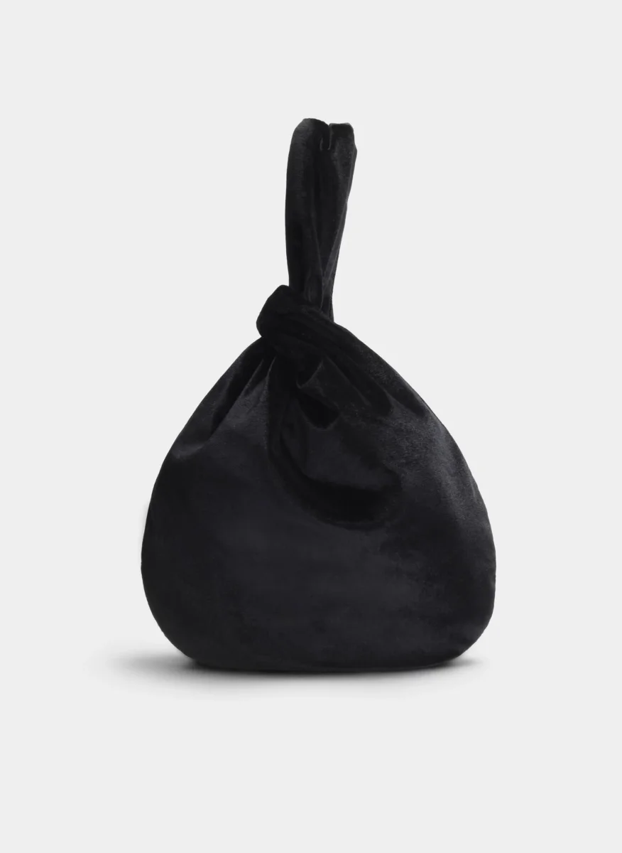 BOLSO DE MANO NEGRO TERCIOPELO CON NUDO