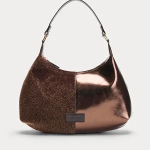 BOLSO HOBO MARRÓN COBRE METALIZADO TEXTURA PELO