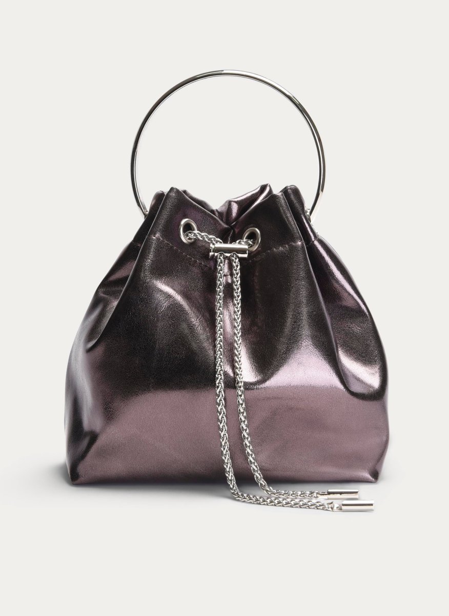 BOLSO SACO PLOMO METALIZADO CON ASA ARO