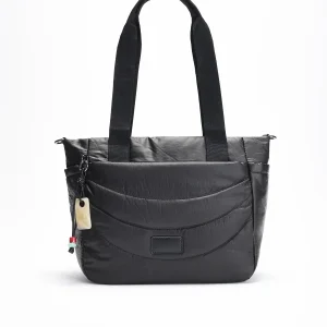 Bolso shopper negro acolchado