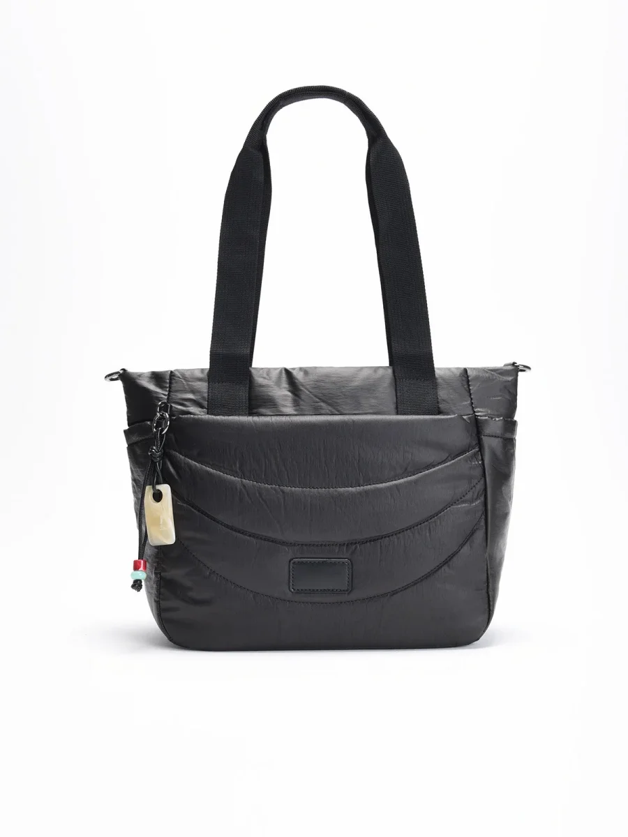 Bolso shopper negro acolchado - Imagen 2