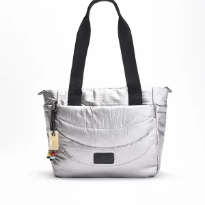 Bolso shopper plateado acolchado