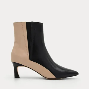 BOTÍN NEGRO BICOLOR TACÓN FINO ELÁSTICO