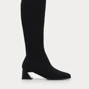 BOTA ALTA CALCETÍN NEGRA TACÓN ANCHO