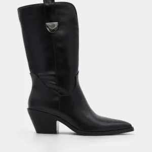 BOTA COWBOY NEGRO TACÓN MEDIO PUNTA FINA