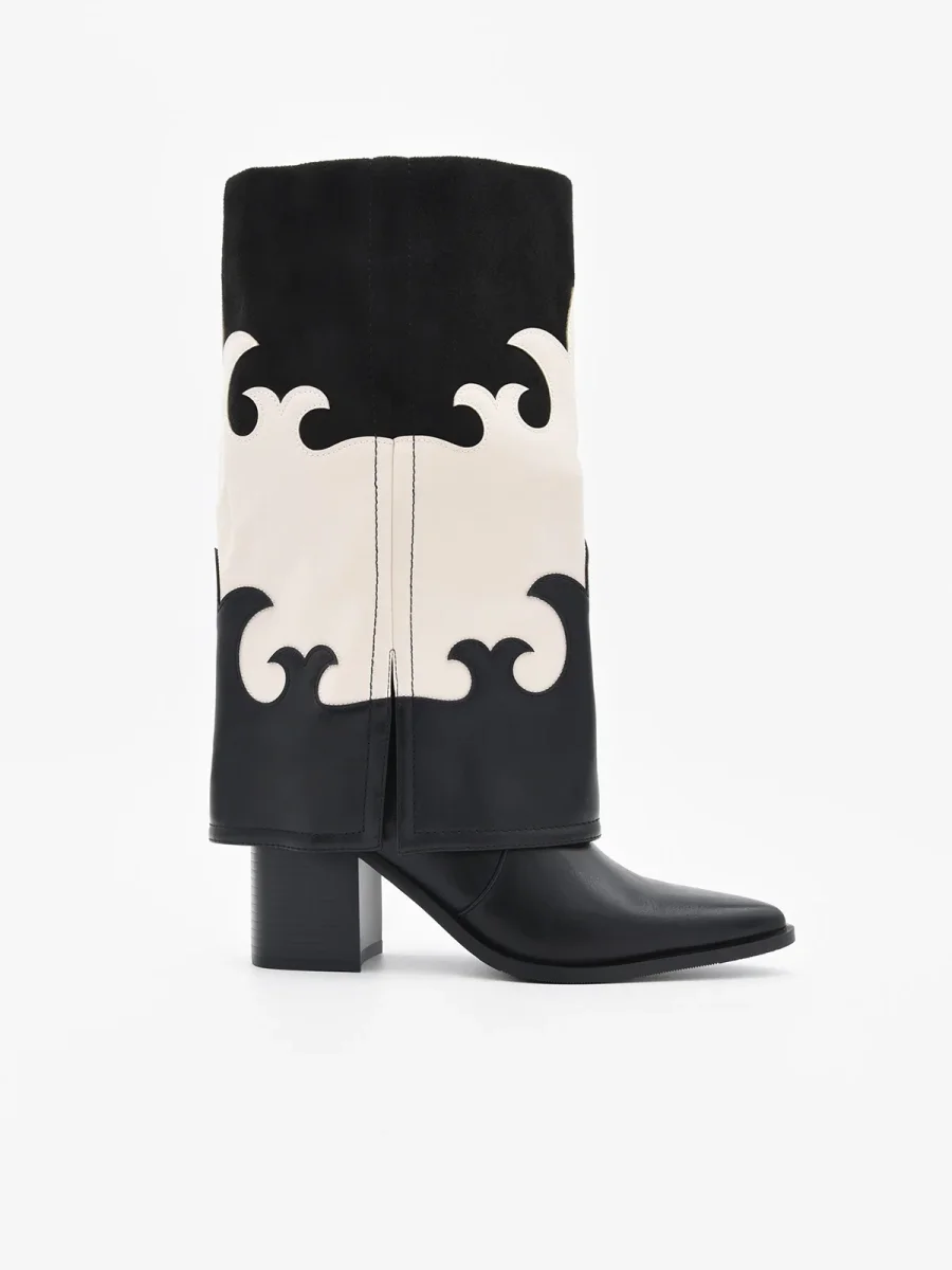 BOTA COWBOY BICOLOR NEGRO Y BLANCO