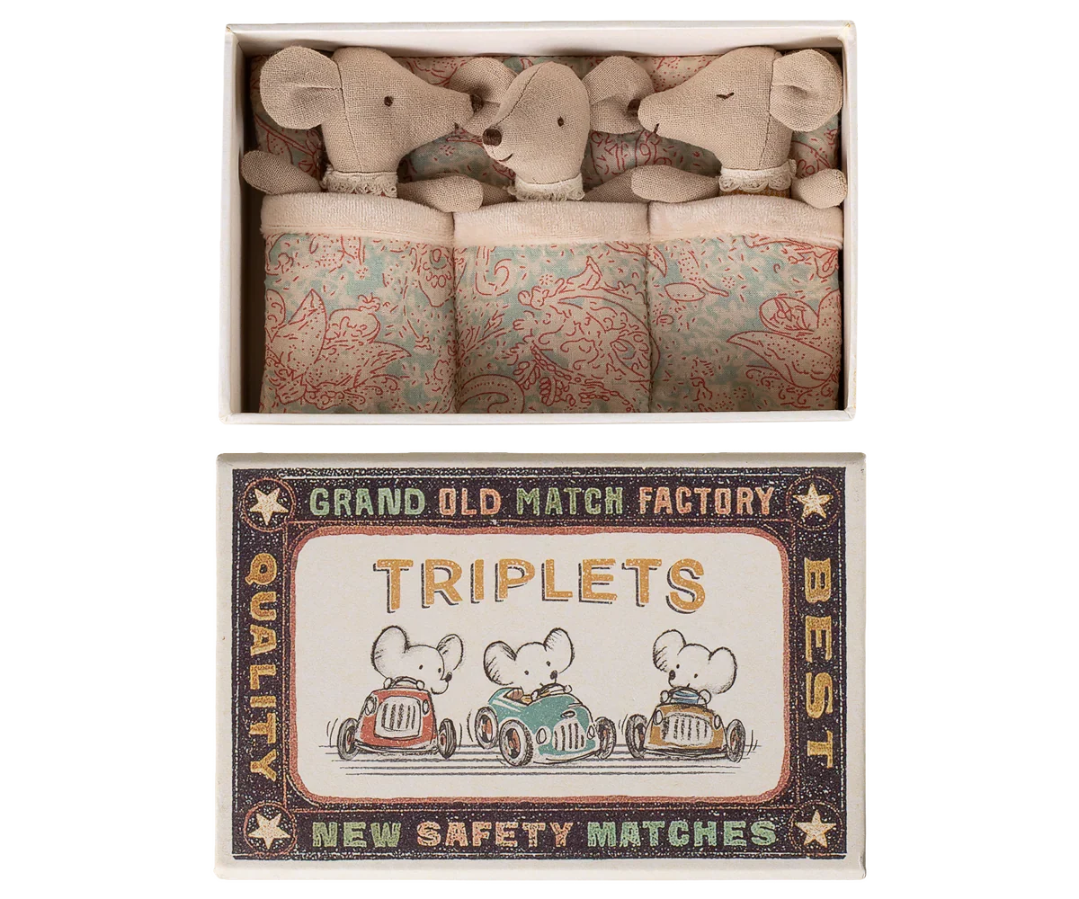 Trillizos, Ratoncitos Bebés en Caja de Cerillas - A cuadros - Imagen 4