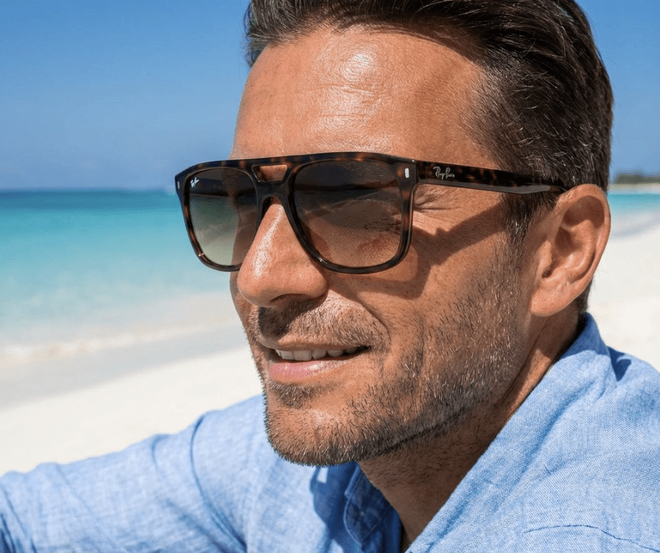 Ray Ban Chromance RB2213 Polished Havana Brown Light Blue Polarizadas - Imagen 3