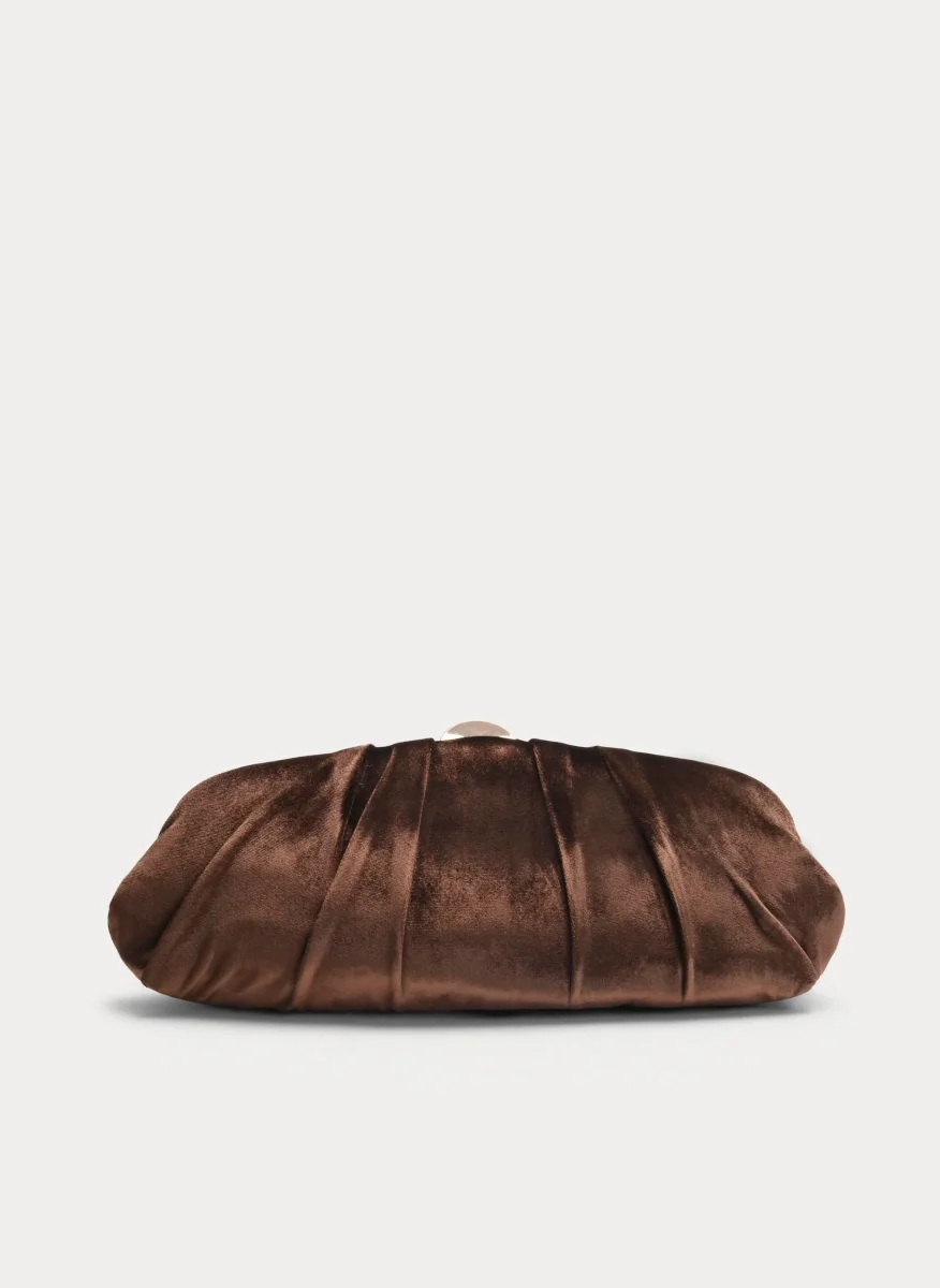 CLUTCH MARRÓN TERCIOPELO FRUNCIDO FIESTA - Imagen 2