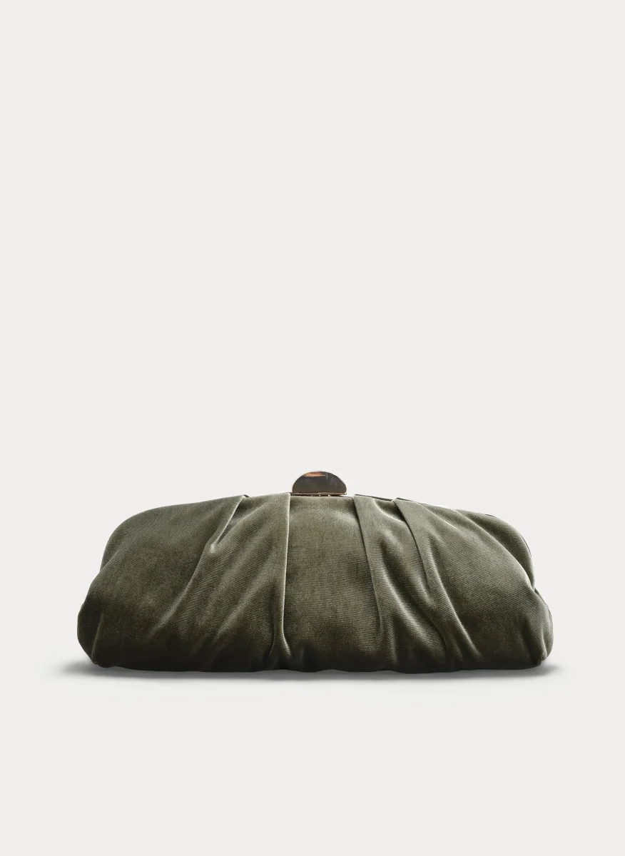 CLUTCH VERDE TERCIOPELO FRUNCIDO FIESTA
