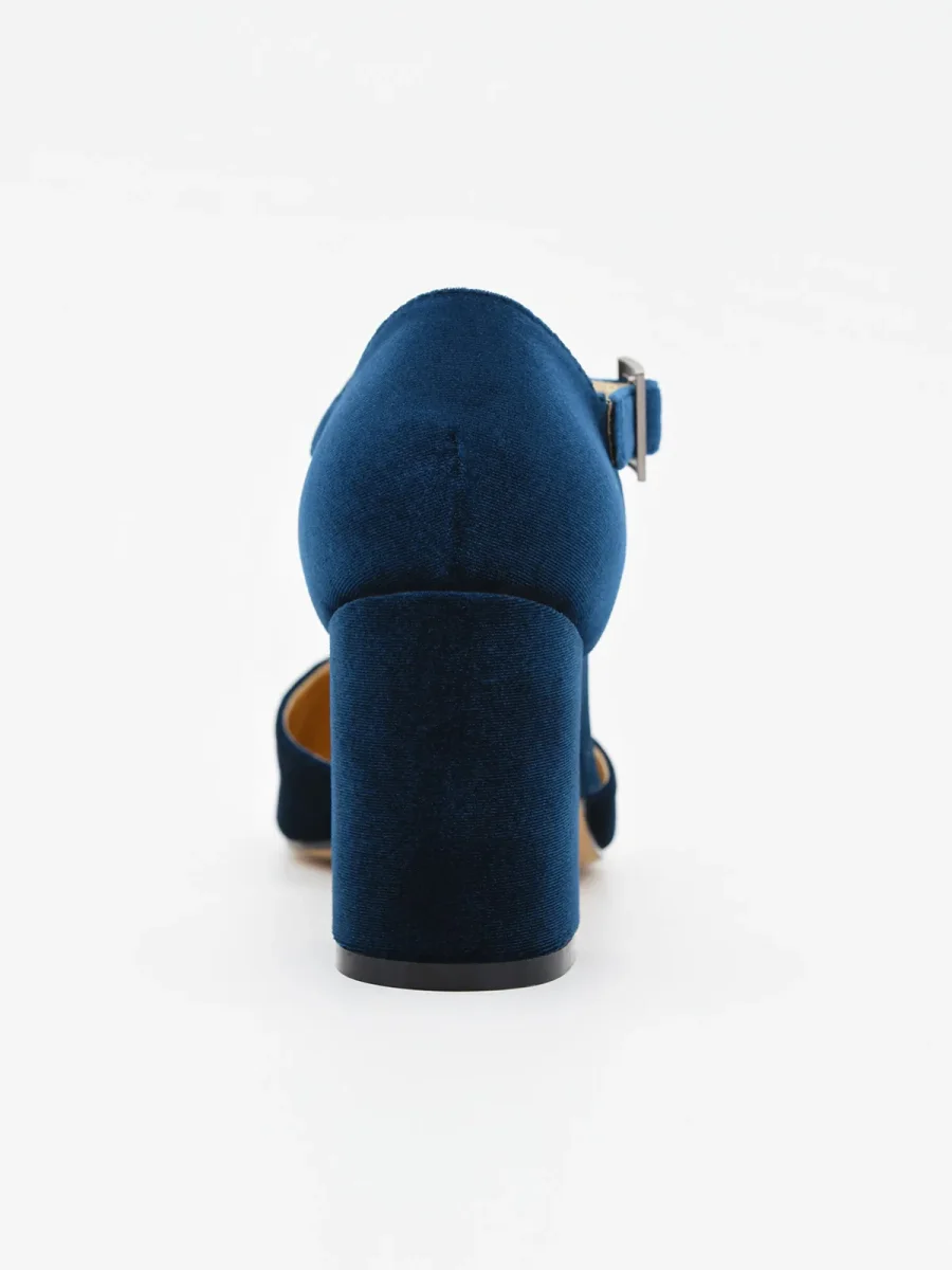 Zapato Elegante de Terciopelo Azul con tira en el empeine - Imagen 8
