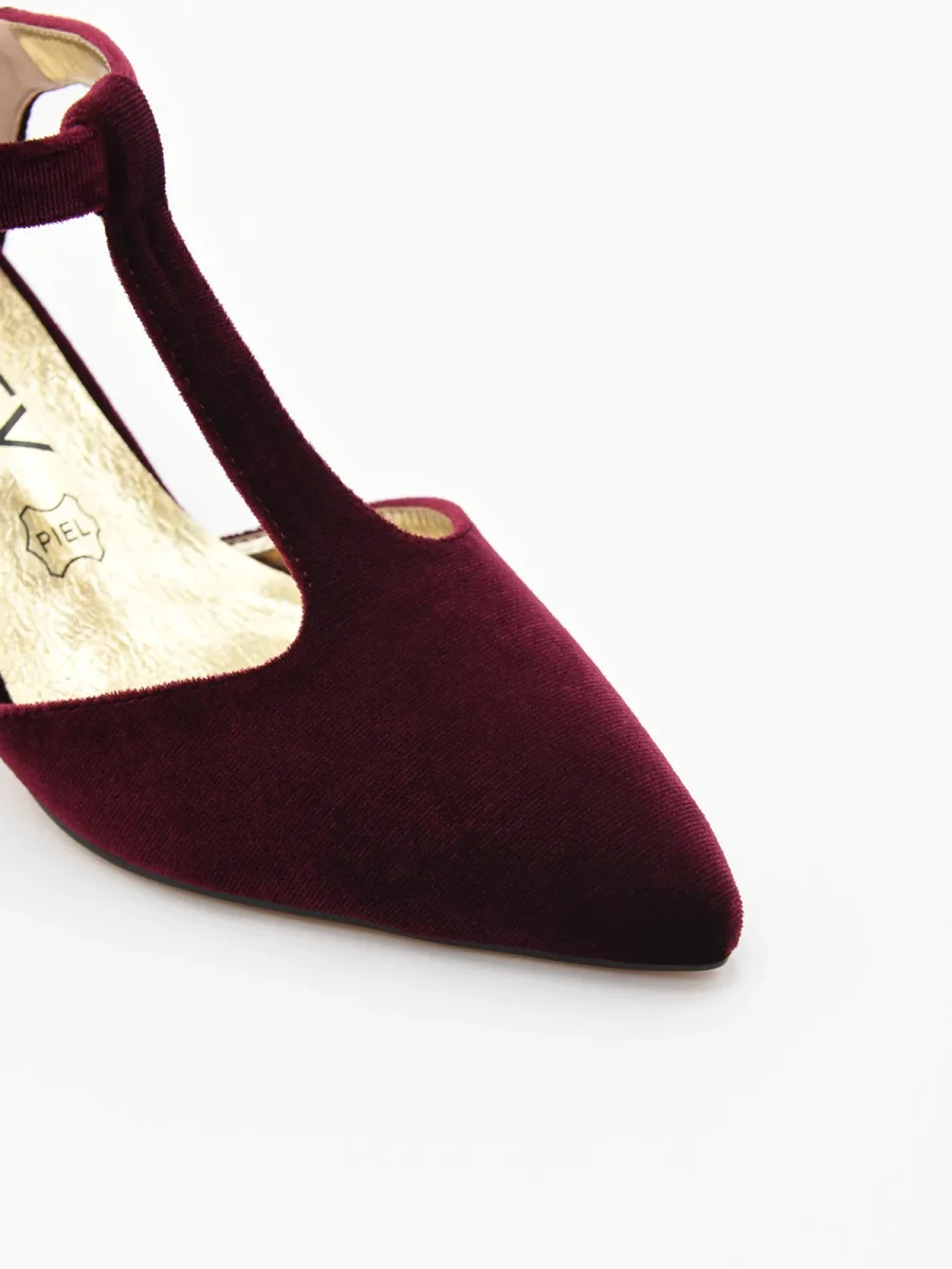 Zapato de Terciopelo Burdeos con tira en el empeine - Imagen 3