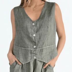 Blusa Gillette Lino Italiano, color verde