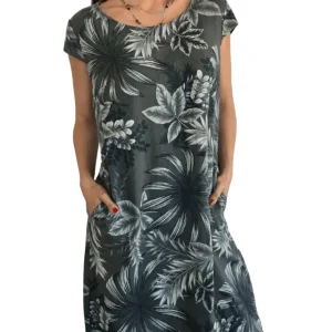 Vestido 100% Lino Italiano Florencia, fondo Verde