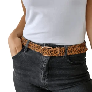 Cinturón Italiano animal print, fondo camel