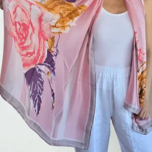 Pañuelo estampado, fondo Rosado
