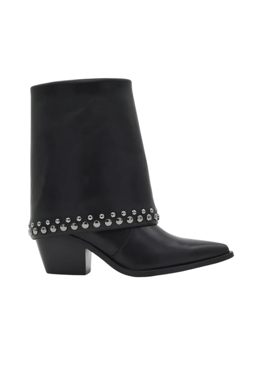 BOTÍN NEGRO CON POLAINA Y TACHAS - Imagen 4
