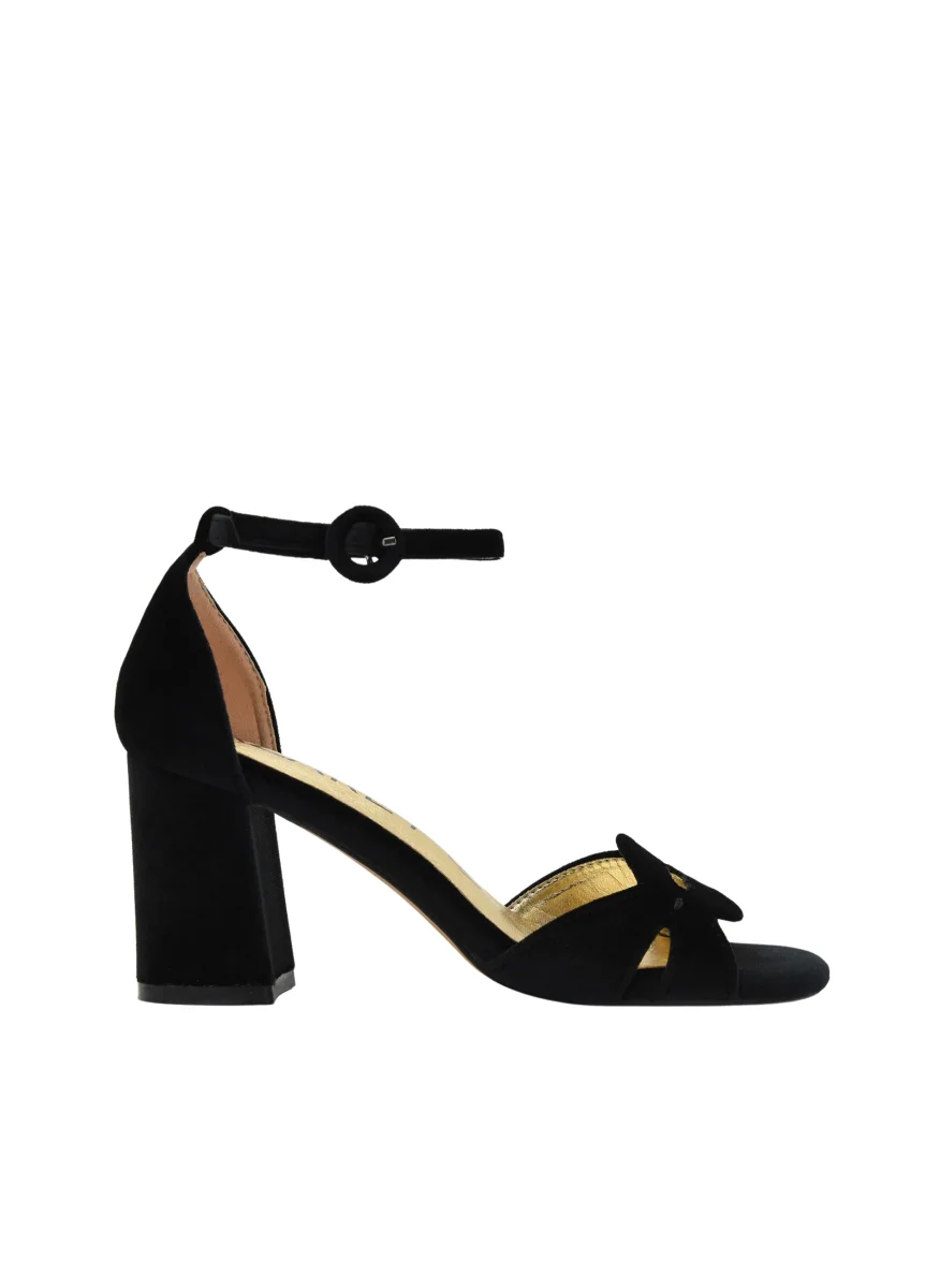 SANDALIA DE TERCIOPELO NEGRO ELEGANTE - Imagen 4