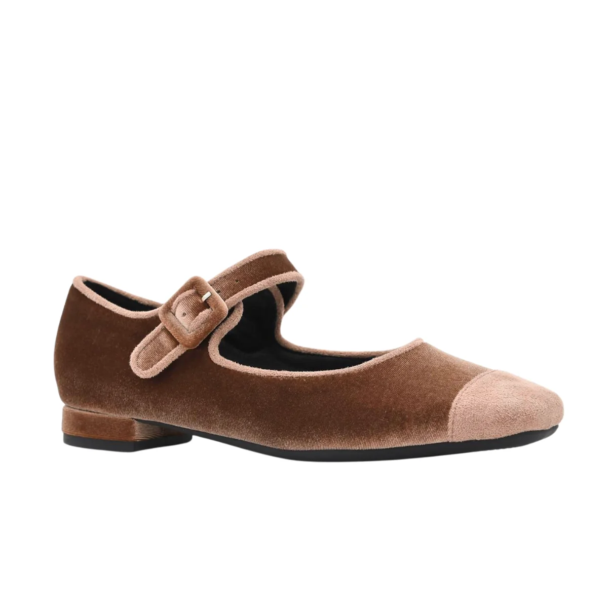 MERCEDITA PLANA DE TERCIOPELO TAUPE CON HEBILLA - Imagen 4