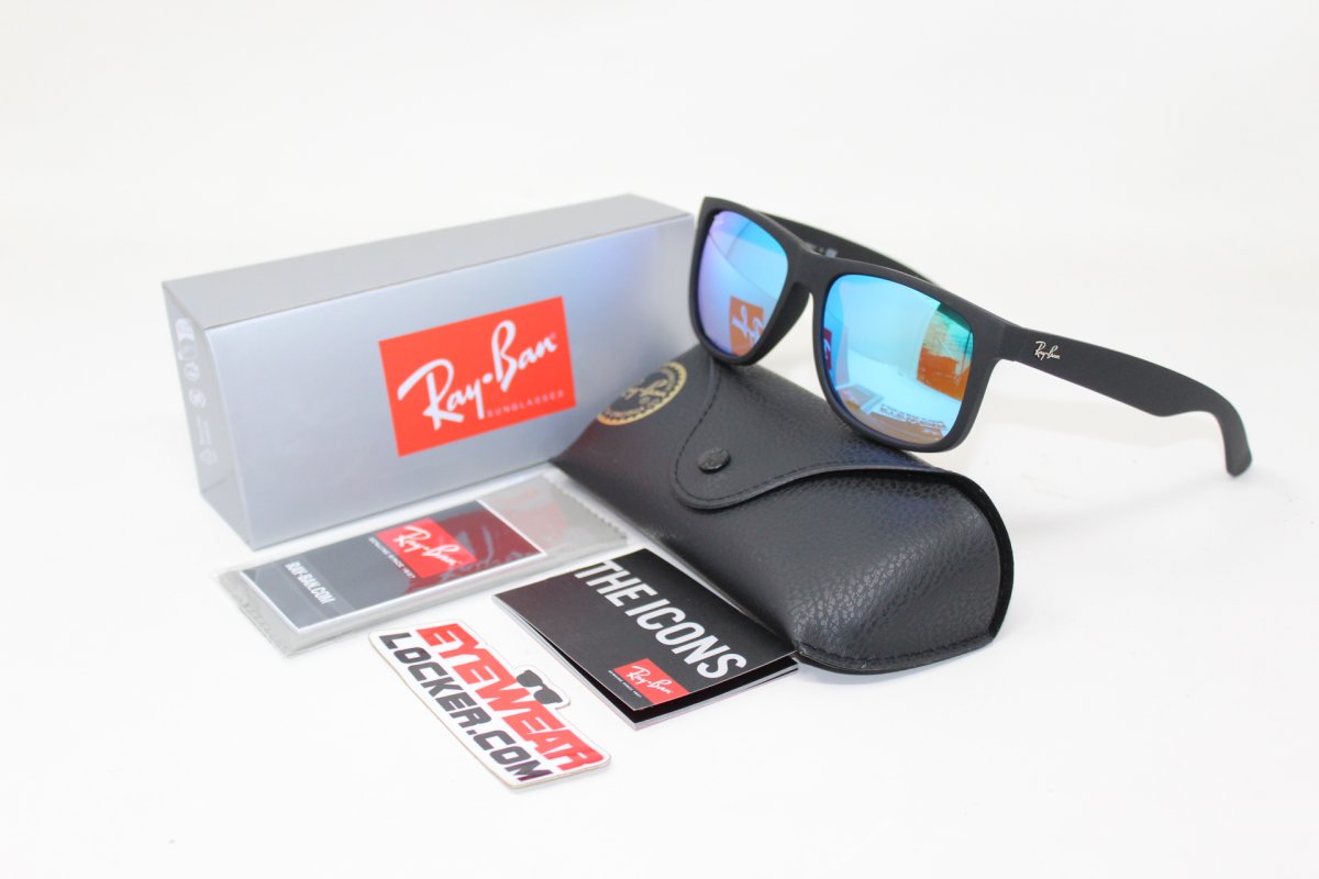 Ray Ban Justin RB4165 Matte Black Blue Espejada - Imagen 6