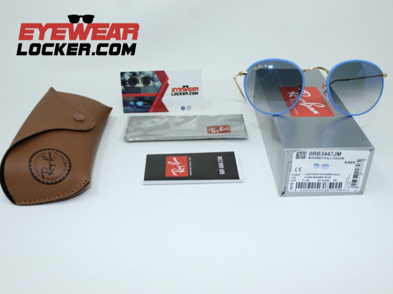 Ray Ban Round Rb3447JM Light Blue Gold Azul Degradada - Imagen 4
