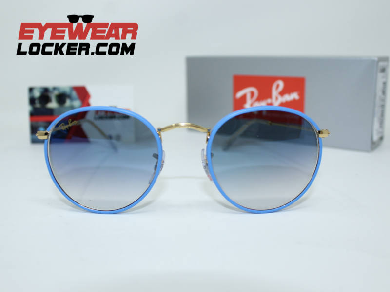 Ray Ban Round Rb3447JM Light Blue Gold Azul Degradada - Imagen 5