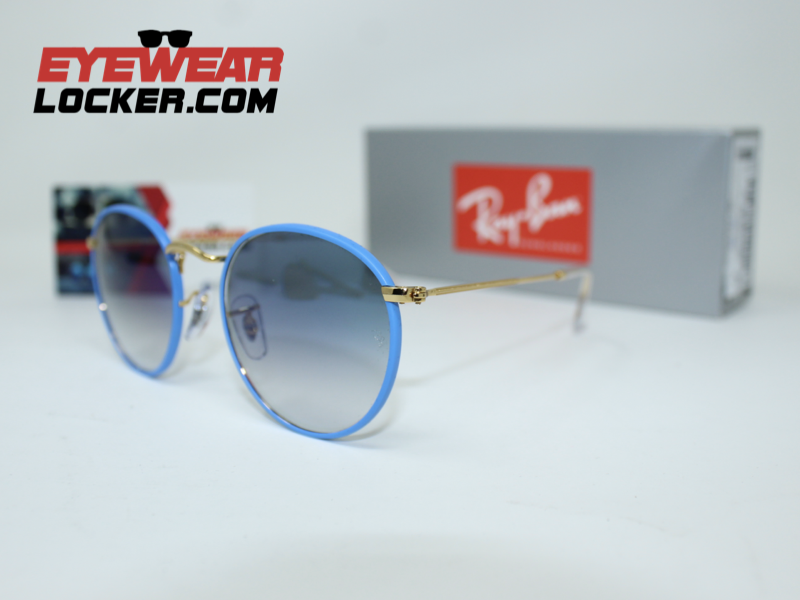 Ray Ban Round Rb3447JM Light Blue Gold Azul Degradada - Imagen 6