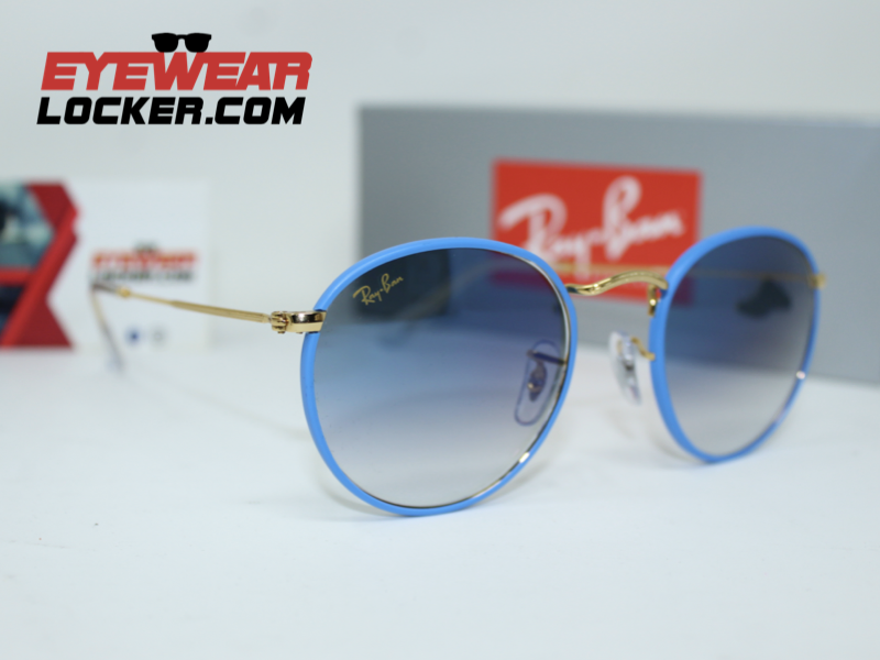 Ray Ban Round Rb3447JM Light Blue Gold Azul Degradada - Imagen 7