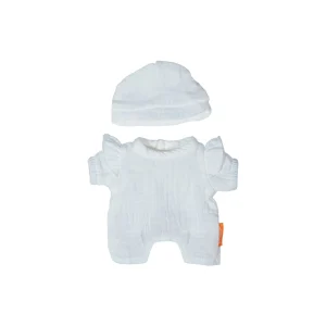 Pijama blanco con gorro para muñeco 21cm