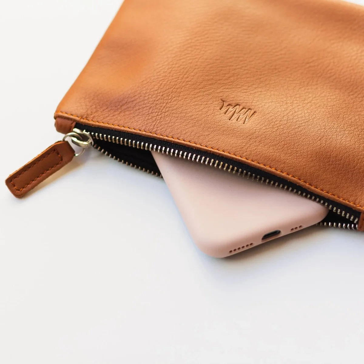 Cartera de cuero camel - Imagen 3