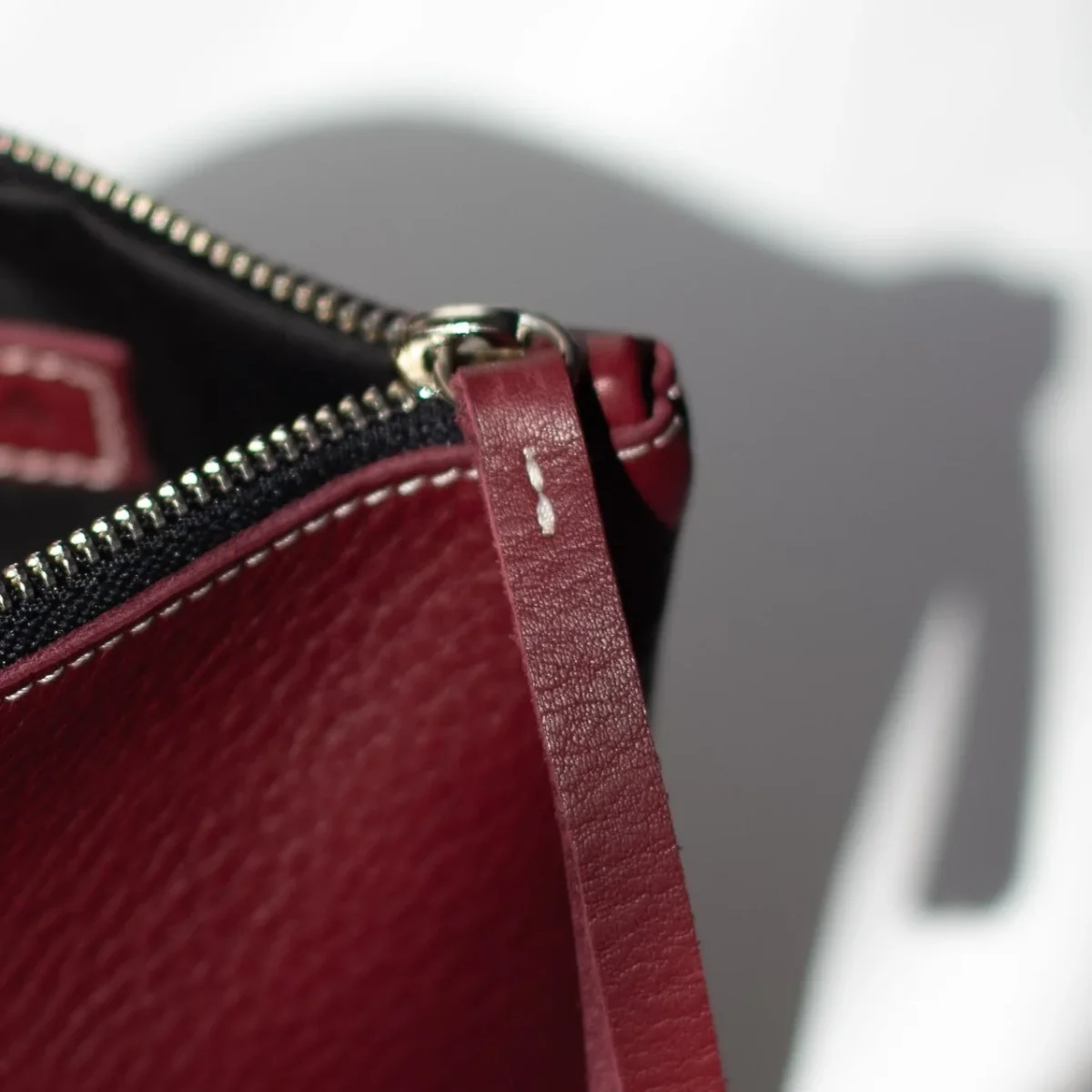 Cartera de cuero granate - Imagen 3