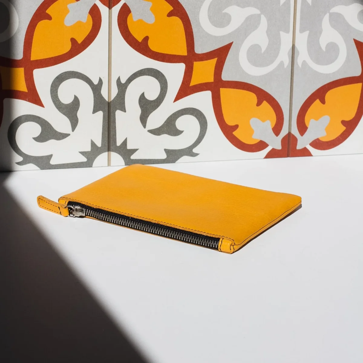 Cartera de cuero amarilla - Imagen 8